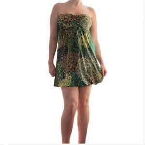 Moa Moa Green Peacock Bandeau Dress Tunic, Large